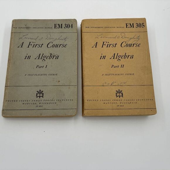 World War 2 Self Taught Algebra Course Books War Department Complete Course - Picture 1 of 8